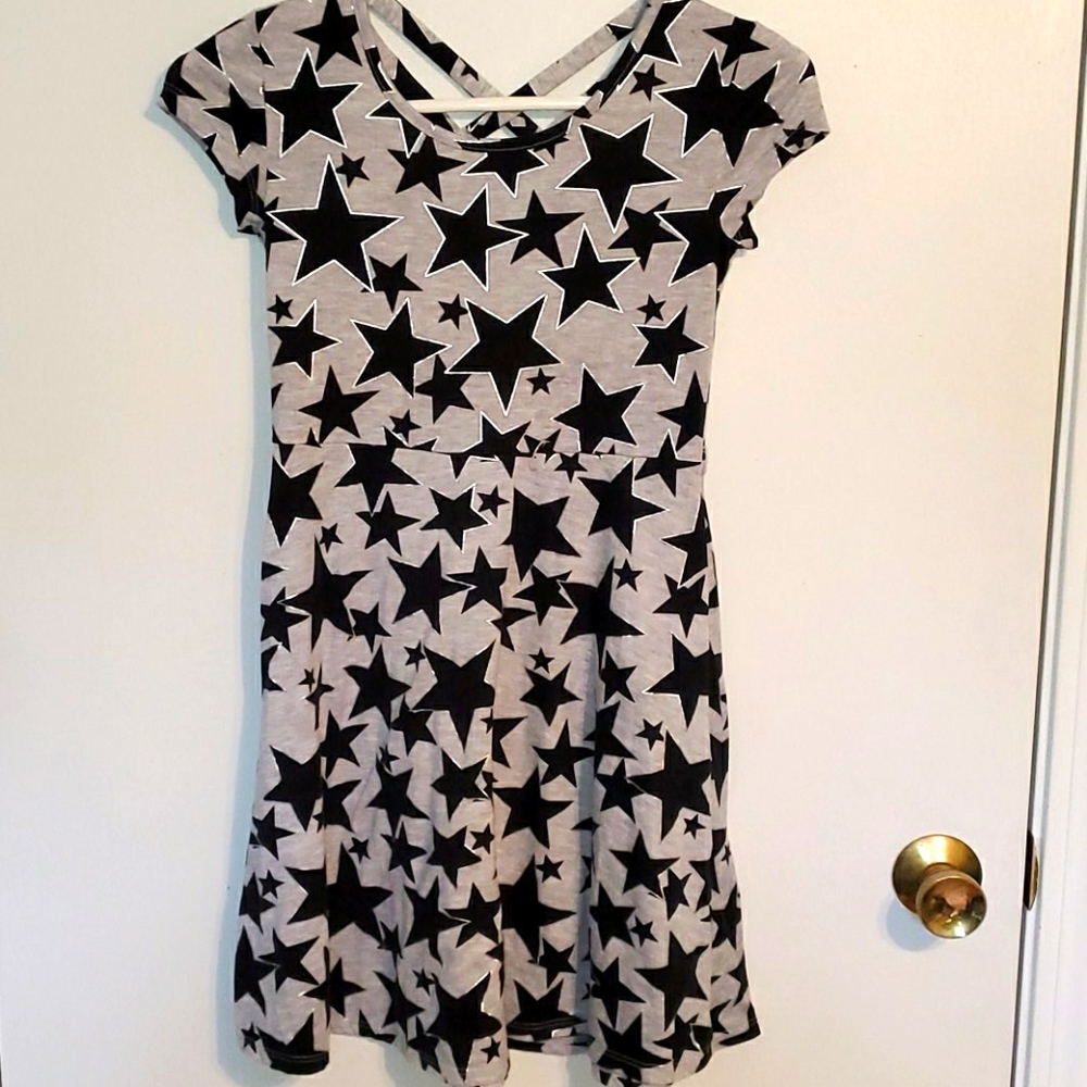 So Girls  size M-10 grey & black star dress